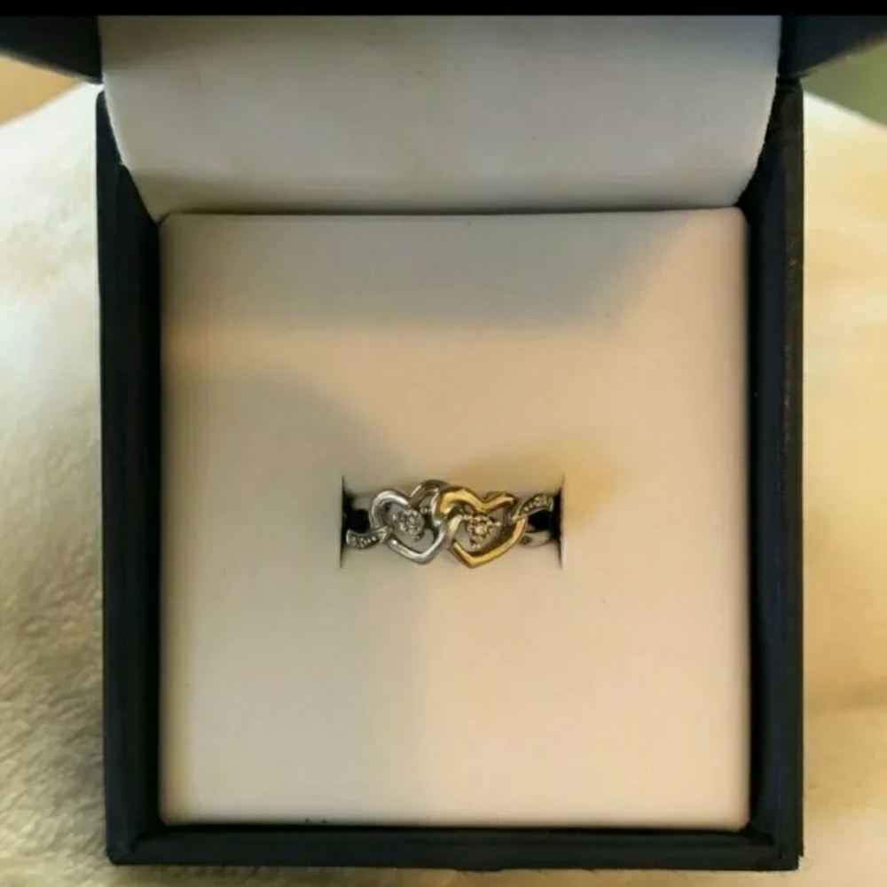 Kay Jewelers 925/10k Double Heart Diamond Ring - Picture 4 of 4